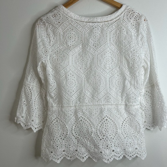Sundance Blouse Top Womens S White Eyelet Boho Feminine Fairy Cottage Romantic - Picture 3 of 8
